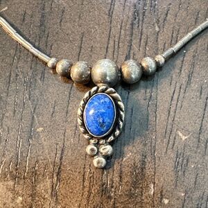 Elegant Sterling Silver and Lapis Lazuli Pendant Necklace